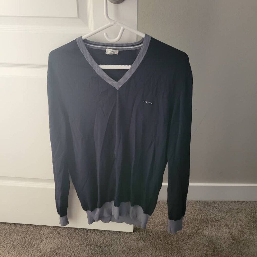 Women's Pullover Dark Blue with Contrasting Trim. Size US XL. Made in ITALY